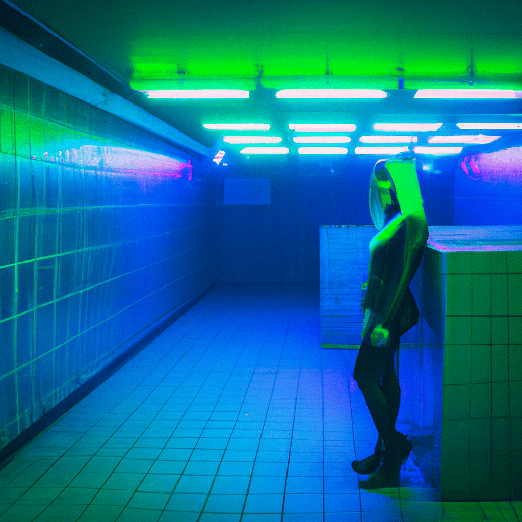 DALL·E - Sci-fi art hooded female in subway