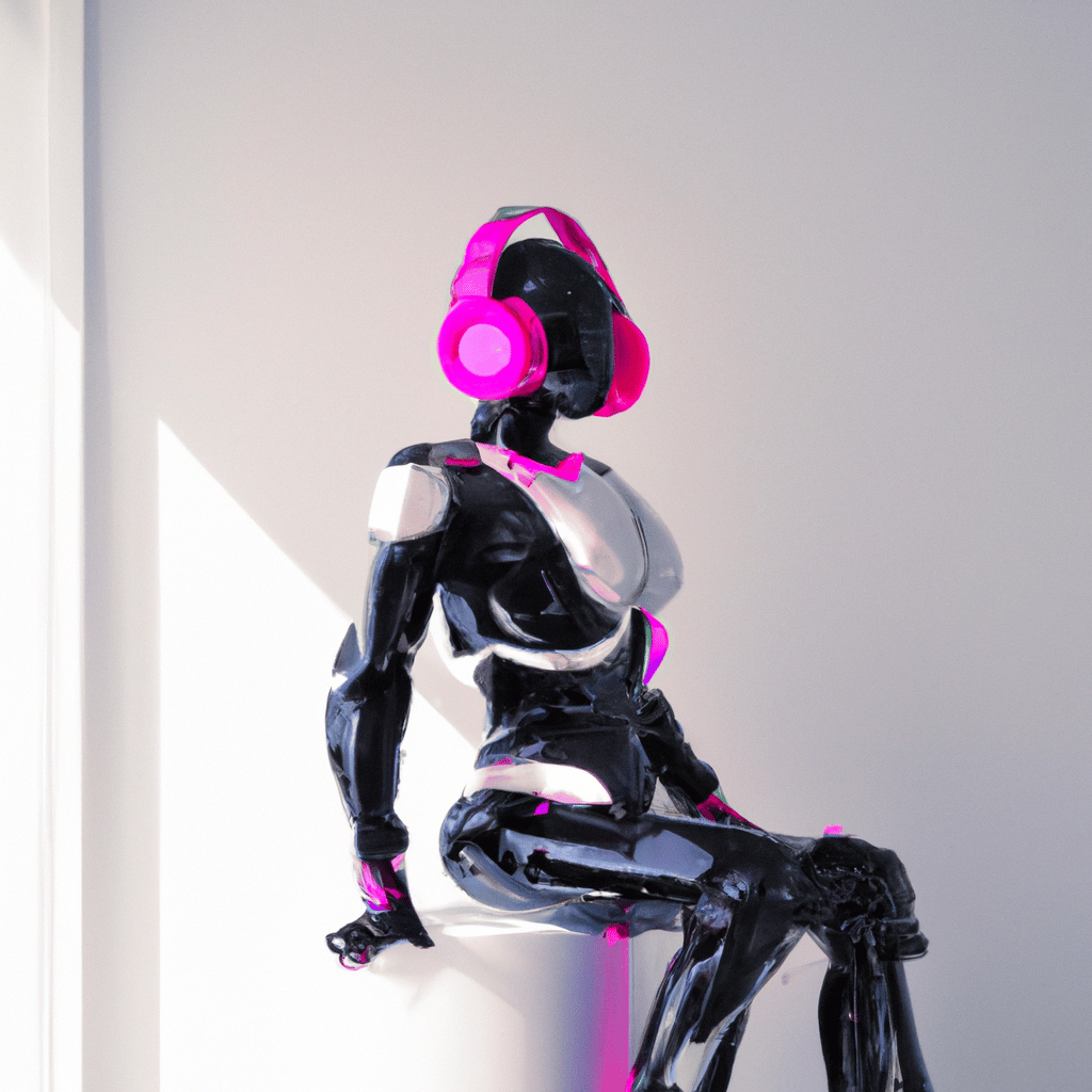 DALL·E - Sci-fi art - Robot listening to music