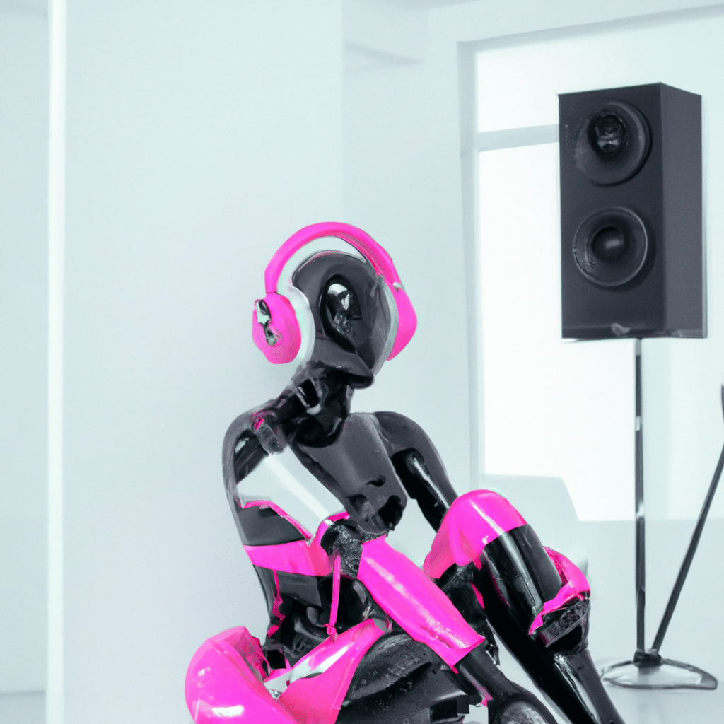DALL·E - Sci-fi art - Robot listening to music