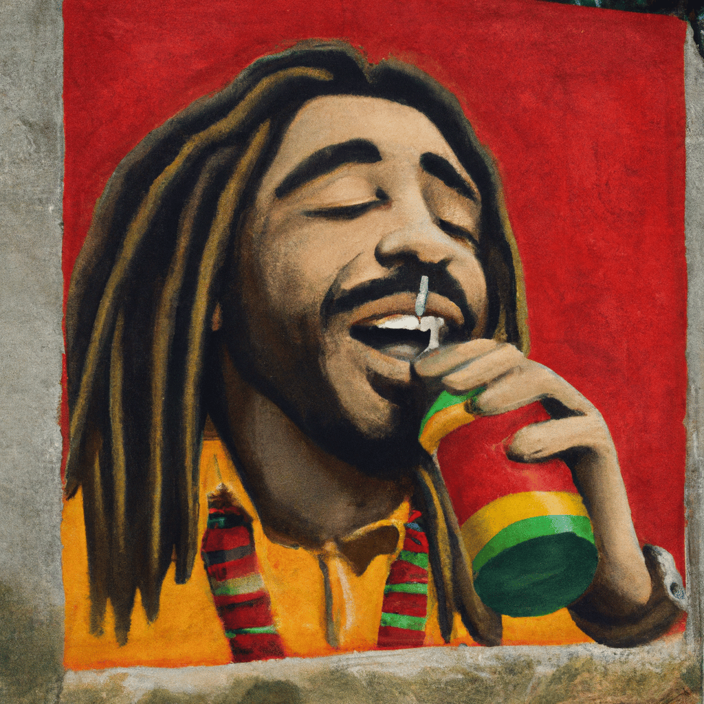 DALL·E - Graffiti of Bob Marley having a drink