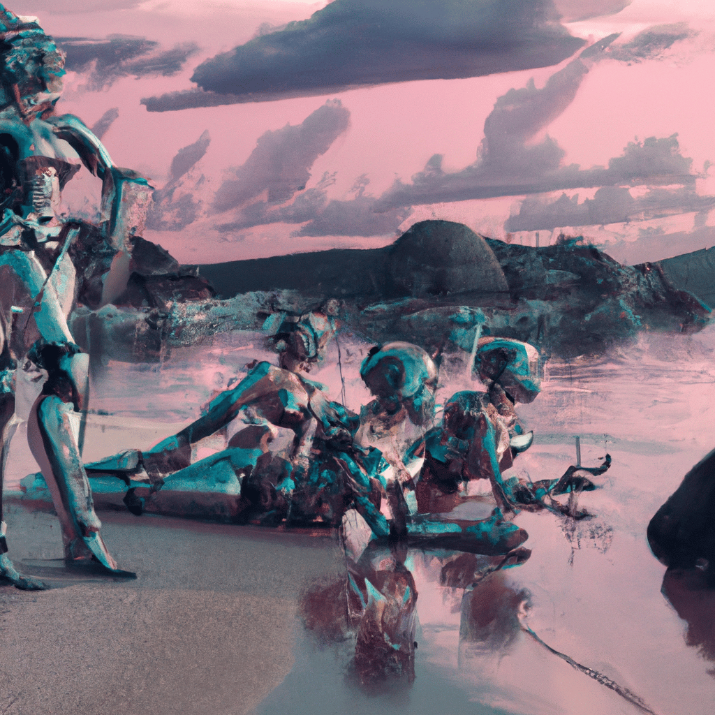 DALL·E - Sci-fi art - Robots on the beach